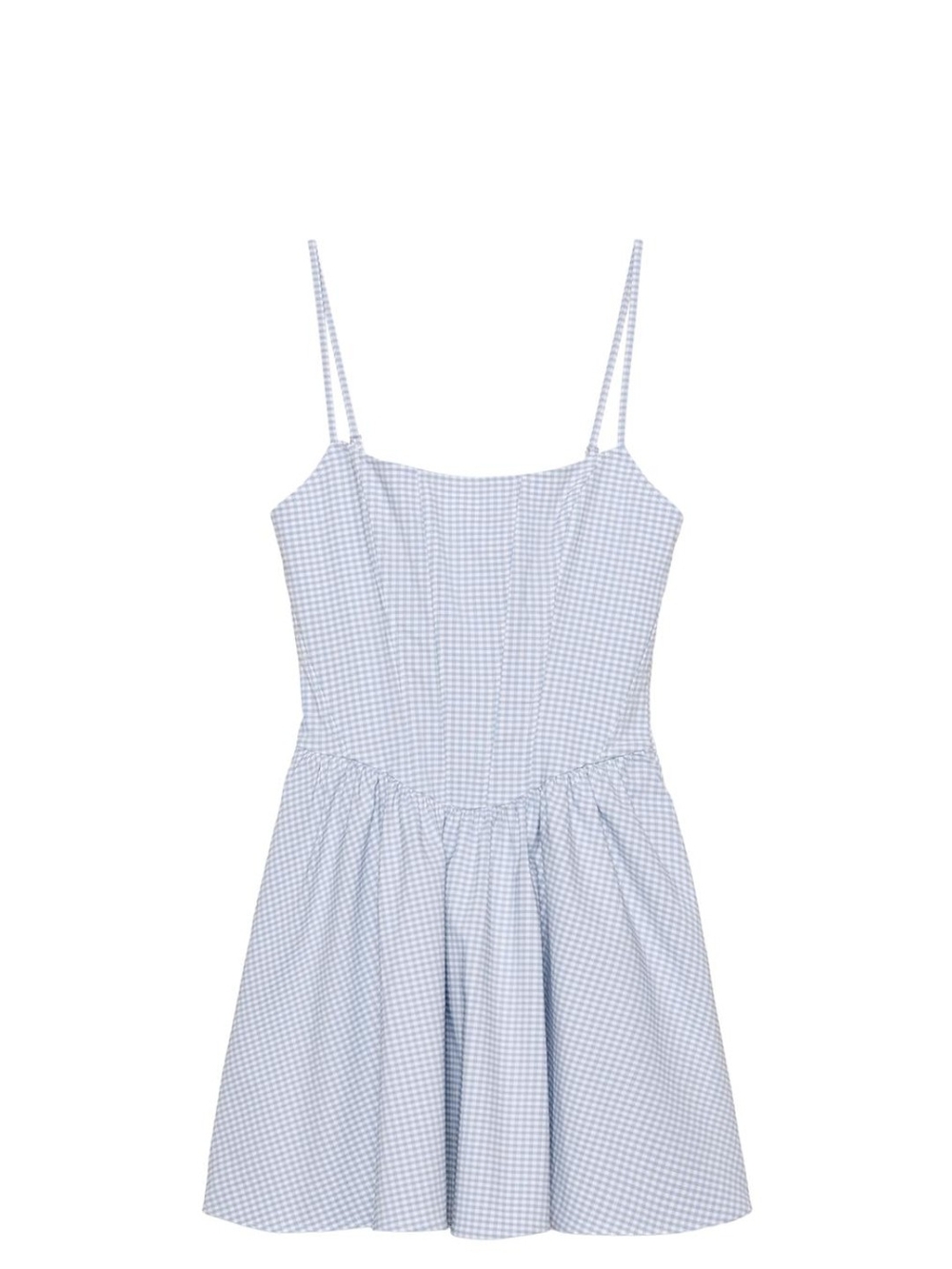 Zara Light Blue Gingham Spaghetti-Strap Kids Dress